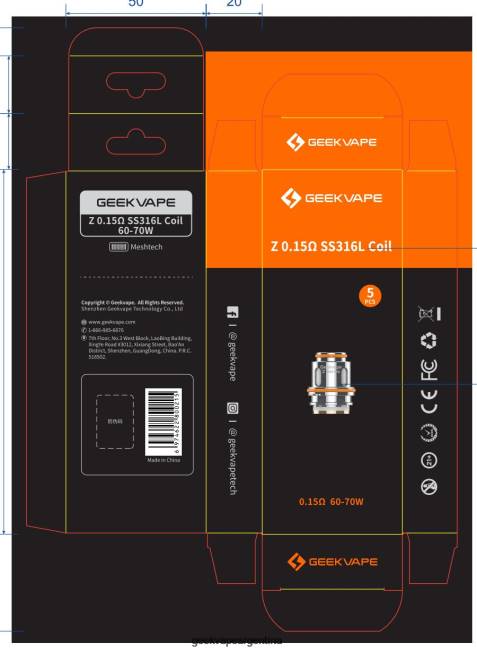 GeekVape 5 unids/pack bobina serie z z0.15 ohmios ss316l - Geek Vape Flavors J22P7