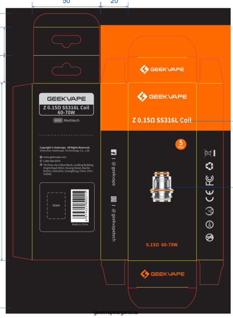 GeekVape 5 unids/pack bobina serie z z0,25 (doble) ohmios - Geek Vape Precio J22P5